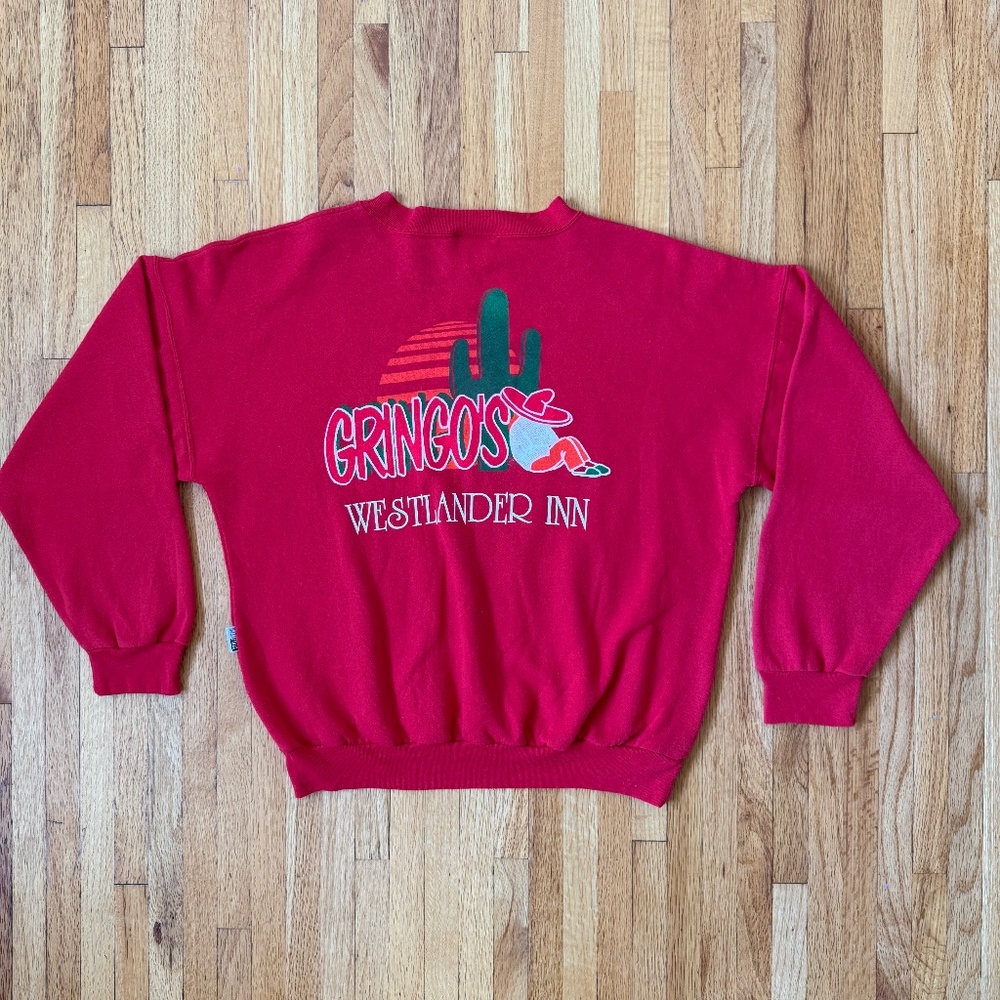 Red vintage 90s Gringos Westander Inn Crewneck Sweatshirt